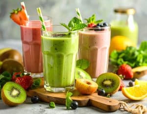 Wenn man Reishi-Pilze als Pulver in Smoothies mischt, können sie das Immunsystem stärken, Stress reduzieren und die Schlafqualität verbessern. Das liegt daran, dass sie als Adaptogen wirken und zahlreiche bioaktive Verbindungen wie Beta-Glucane, Triterpene und Antioxidantien enthalten. Darüber hinaus können sie die Herzgesundheit unterstützen, die Leberfunktion fördern und besitzen zellschützende Eigenschaften, die Alterungsprozessen entgegenwirken.