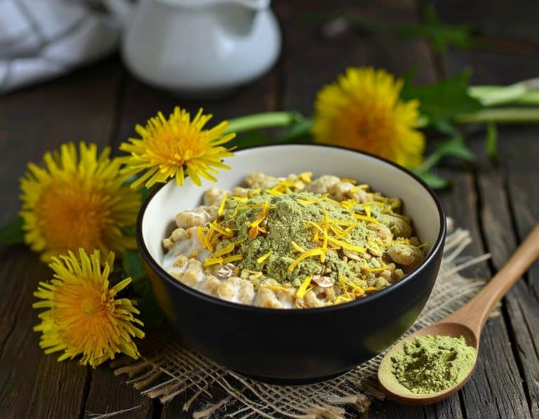Löwenzahn im Müsli bietet vielfältige gesundheitliche Vorteile: Die Bitterstoffe regen die Verdauung an und unterstützen Leber und Galle, während Vitamine wie A, C und K sowie Mineralstoffe wie Kalium und Eisen den Stoffwechsel ankurbeln und die allgemeine Gesundheit stärken. Zudem wirkt Löwenzahn harntreibend, kann bei der Entgiftung helfen und enthält Antioxidantien, die die Zellen schützen. Die Blätter und Blüten sind essbar und können dem Müsli roh zugefügt werden.