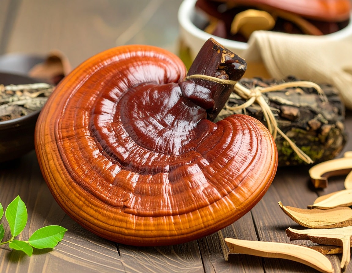 Der Reishi-Pilz ist für seine immunstärkenden, adaptogenen (stressreduzierenden) und antioxidativen Eigenschaften bekannt. Er kann das Herz-Kreislauf-System, die Leberfunktion und die Schlafqualität unterstützen. Er enthält Polysaccharide, darunter Beta-Glucane, sowie Triterpene, die für seine gesundheitsfördernden Effekte verantwortlich sind. Er ist Teil der Nurisan-Rezeptur.