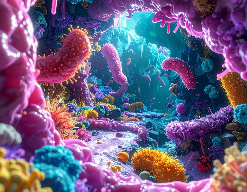 Die Darmflora (auch Mikrobiom genannt) ist eine komplexe „Wohngemeinschaft“ aus etwa 100 Billionen Mikroorganismen (Bakterien, Viren und Pilze), die mit einem Gewicht von 1,5 Kilogramm die Verdauung, das Immunsystem und die Gesundheit maßgeblich beeinflussen. Eine ausgewogene Ernährung mit Ballaststoffen und fermentierten Lebensmitteln fördert die Vielfalt der nützlichen Bakterien, während eine ungesunde Ernährung oder die Einnahme von Antibiotika das Gleichgewicht stören.
