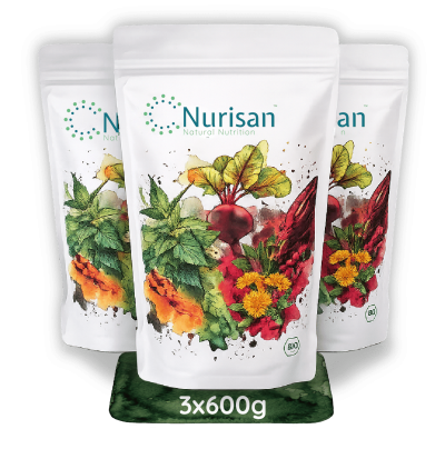 Nurisan Spar-Bundle – 3x 600g ballaststoffreiches Bio-Pflanzenpulver im Vorteilspack