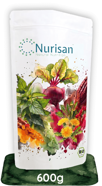 Nurisan 600g Bio-Ballaststoffpulver – Ballaststoff- und proteinreiches Lebensmittelpulver aus 14 rein pflanzlichen Bio-Zutaten